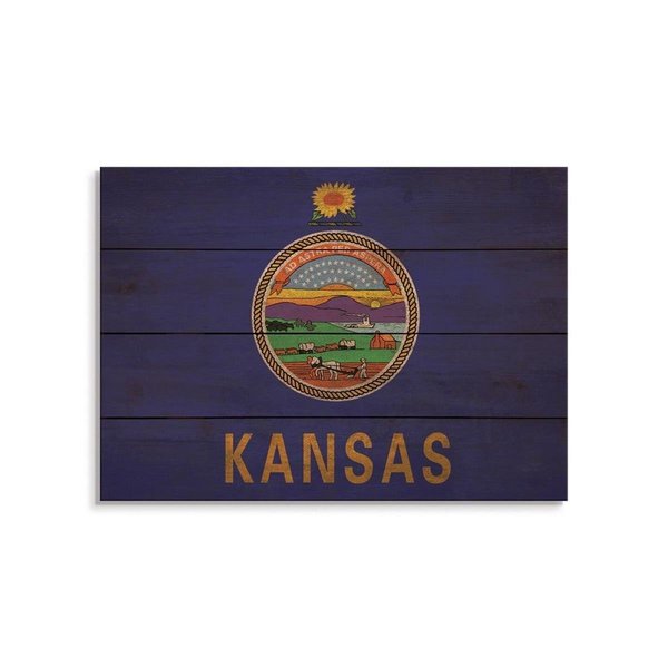 Wile E. Wood 20 x 14 in. Kansas State Flag Wood Art FLKS-2014